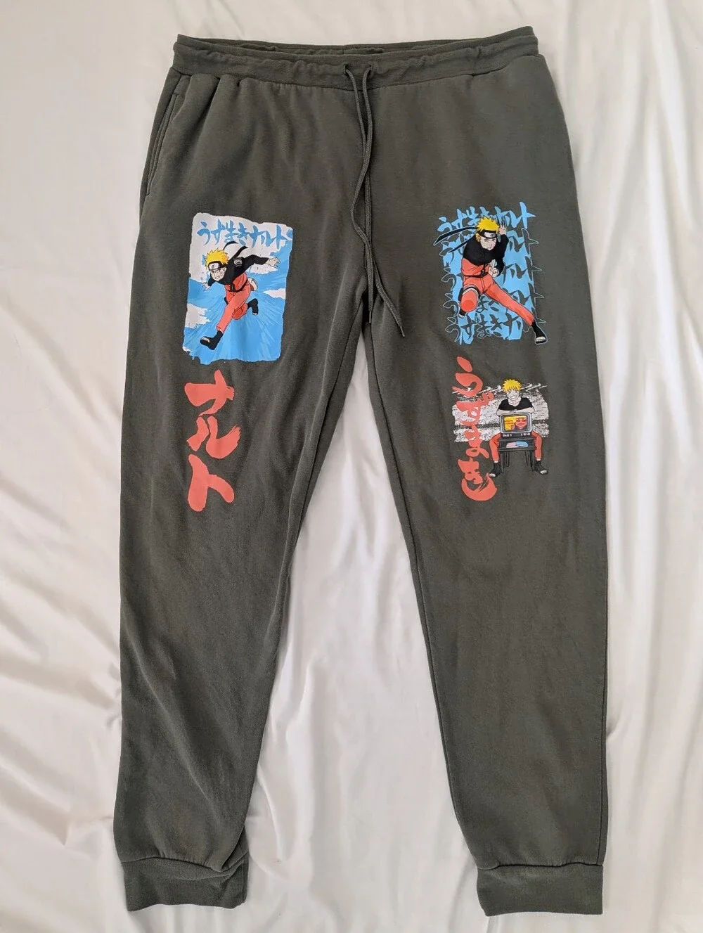 Naruto Shippuden Collection Anime Green Jogger Sweatpants Men's Size XXL (44-46)